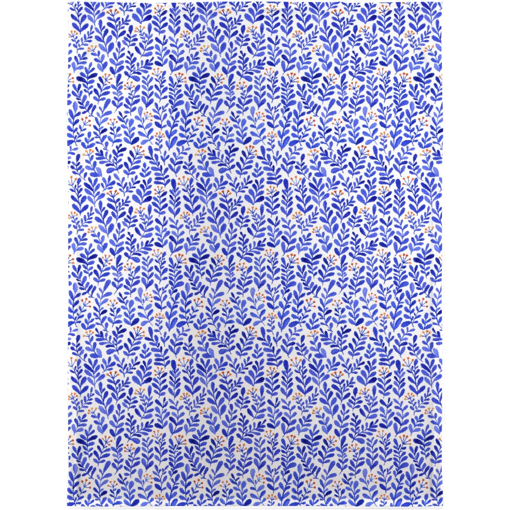 Leaves - Blue Blanket, Fleece, 30x40, Blue, True Blue
