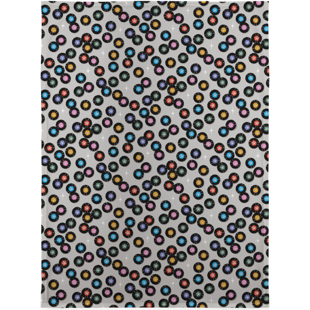 Pop Star Vintage Vinyl Records Blanket, Fleece, 30x40, Gray, Fog