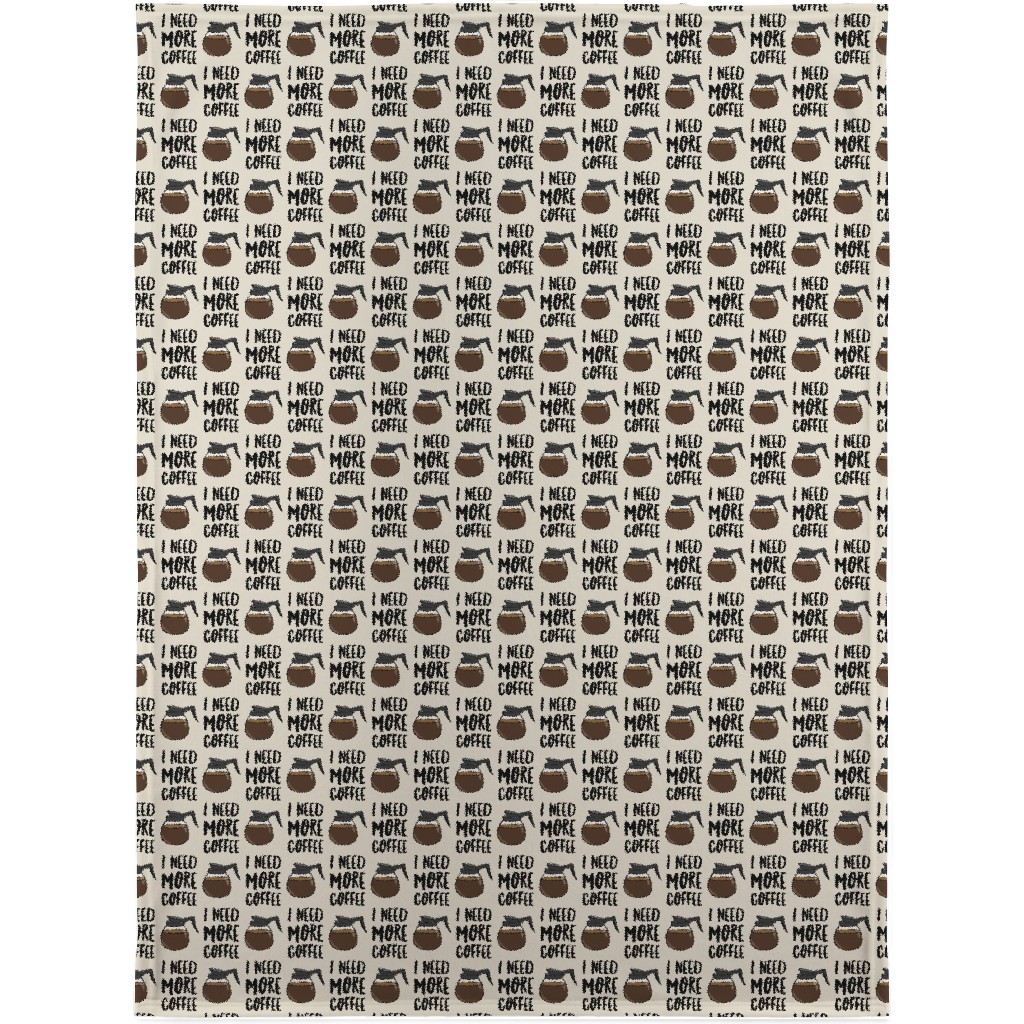 I Need More Coffee Blanket, Plush Fleece, 30x40, Brown, Charcoal