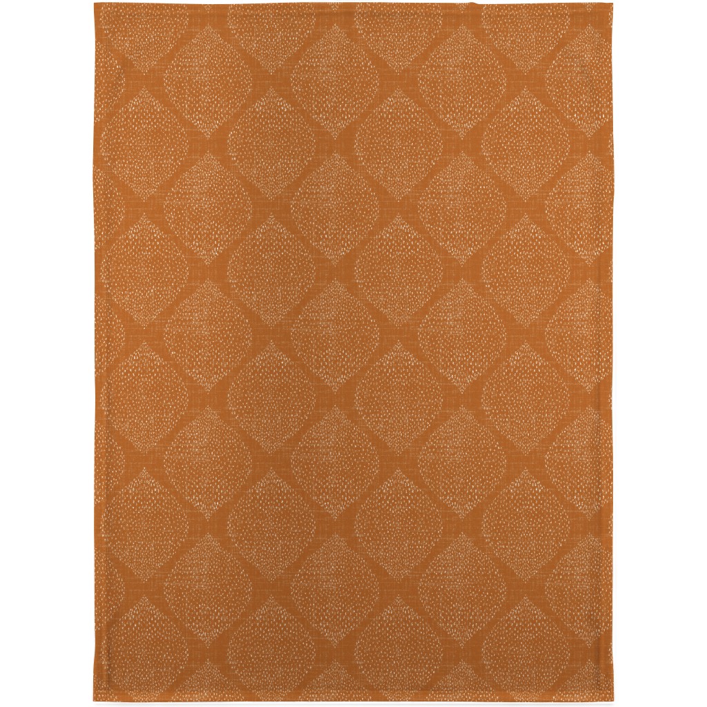 Minimalist Ogee - Burnt Orange Blanket, Plush Fleece, 30x40, Orange