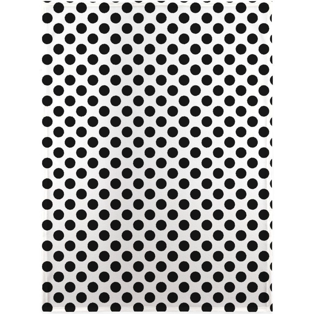 Polka Dot - Black and White Blanket, Plush Fleece, 30x40, Black