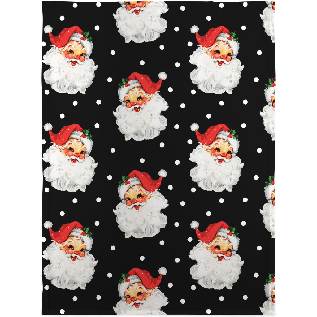 Jolly Retro Santa Blanket, Plush Fleece, 30x40, Multicolor, Silver Lining