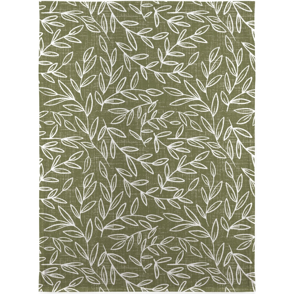 Refined Olive Leaves - Green Blanket, Plush Fleece, 30x40, Green, Classic Green