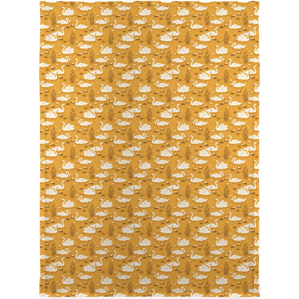 Summer Swans Blanket, Plush Fleece, 30x40, Yellow