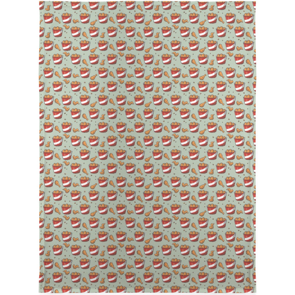 Fried Chicken Bucket Blanket, Plush Fleece, 30x40, Green, Frosted Glass