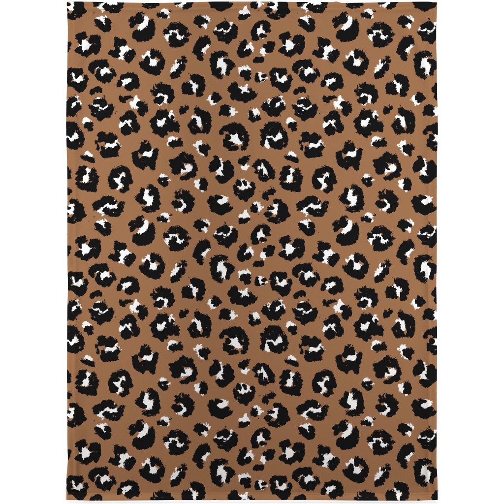 Leopard Spots - Caramel Blanket, Plush Fleece, 30x40, Brown