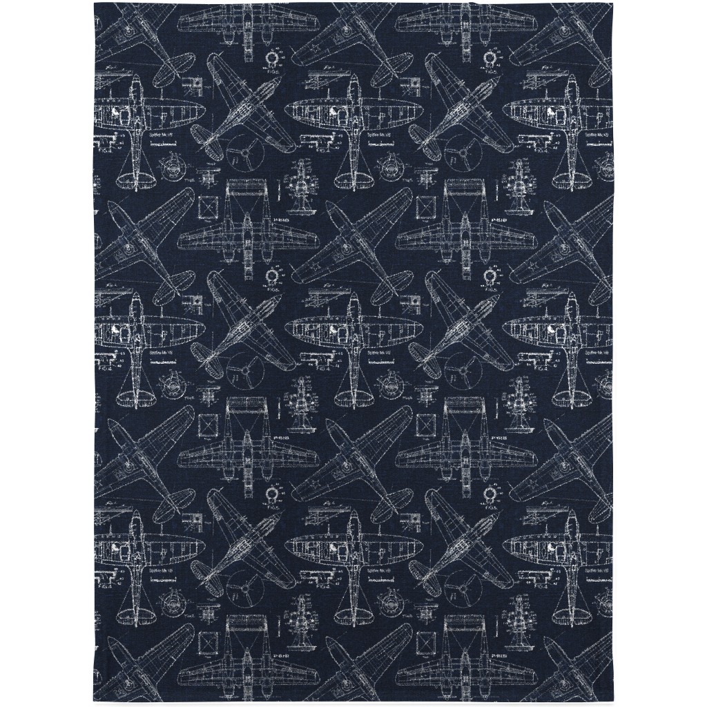 Airplanes - White and Blue Blanket, Plush Fleece, 30x40, Blue, True Blue
