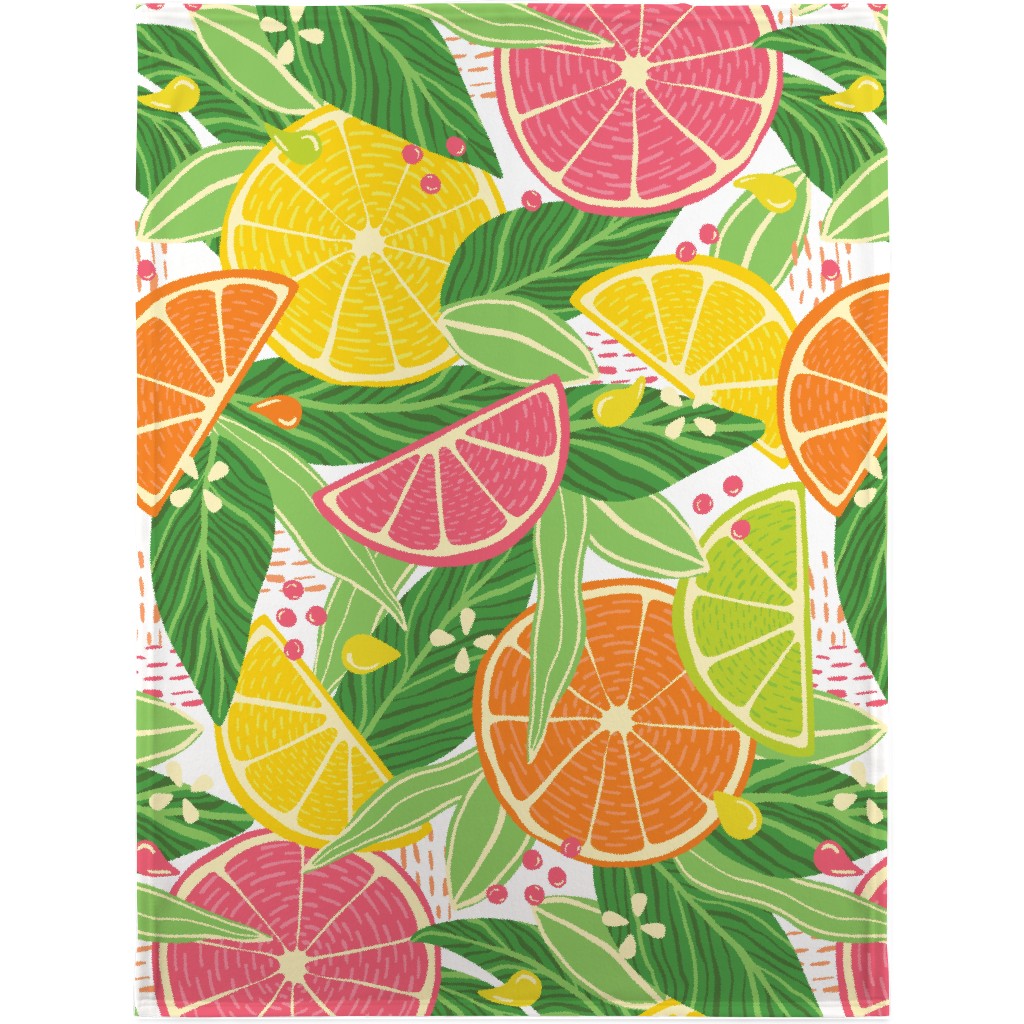 Tropical Summer Citrus Fruit Slices - Multi Blanket, Plush Fleece, 30x40, Multicolor
