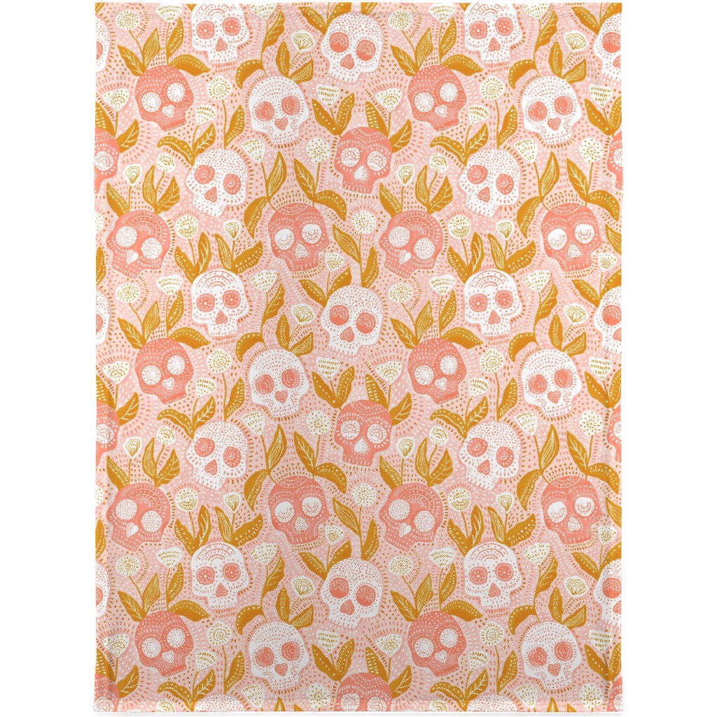 Halloween Skulls - Pastel Blanket, Plush Fleece, 30x40, Pink