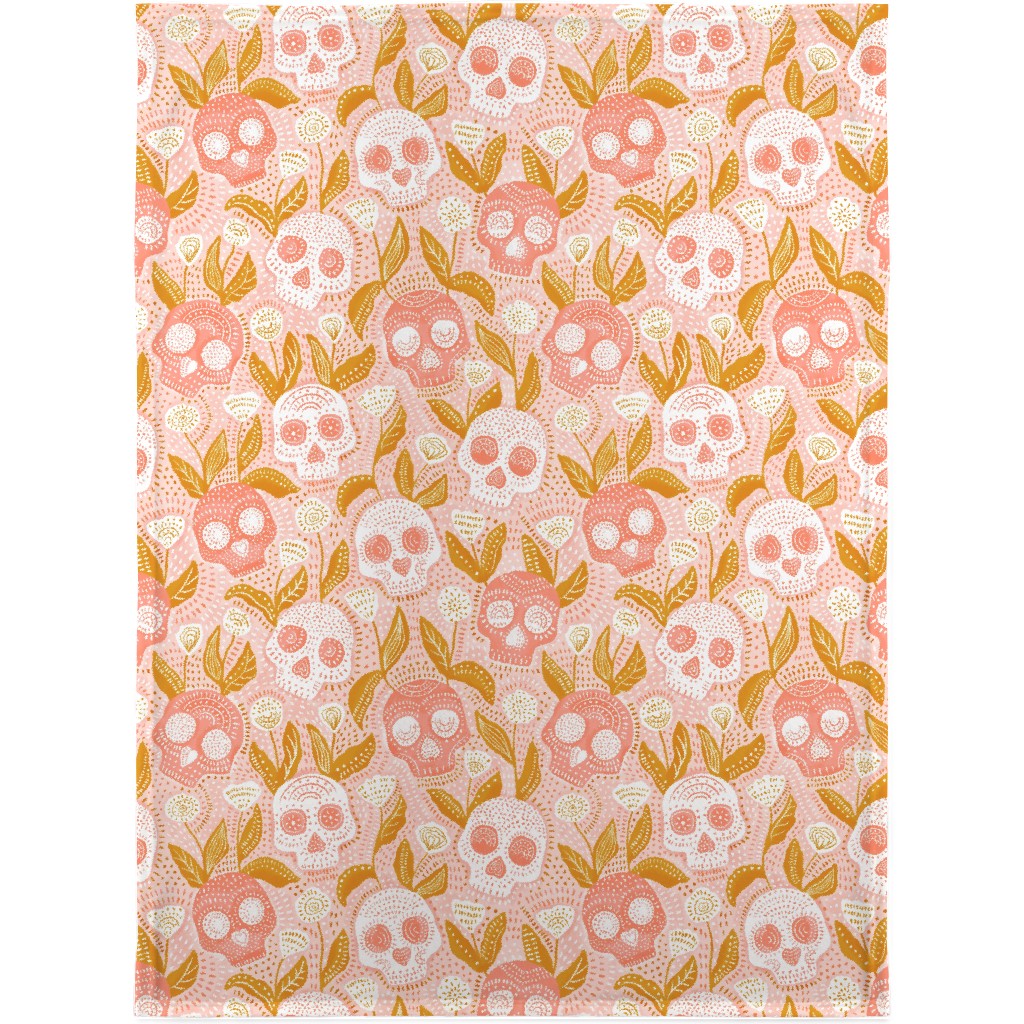 Halloween Skulls - Pastel Blanket, Plush Fleece, 30x40, Pink, Bright Pink