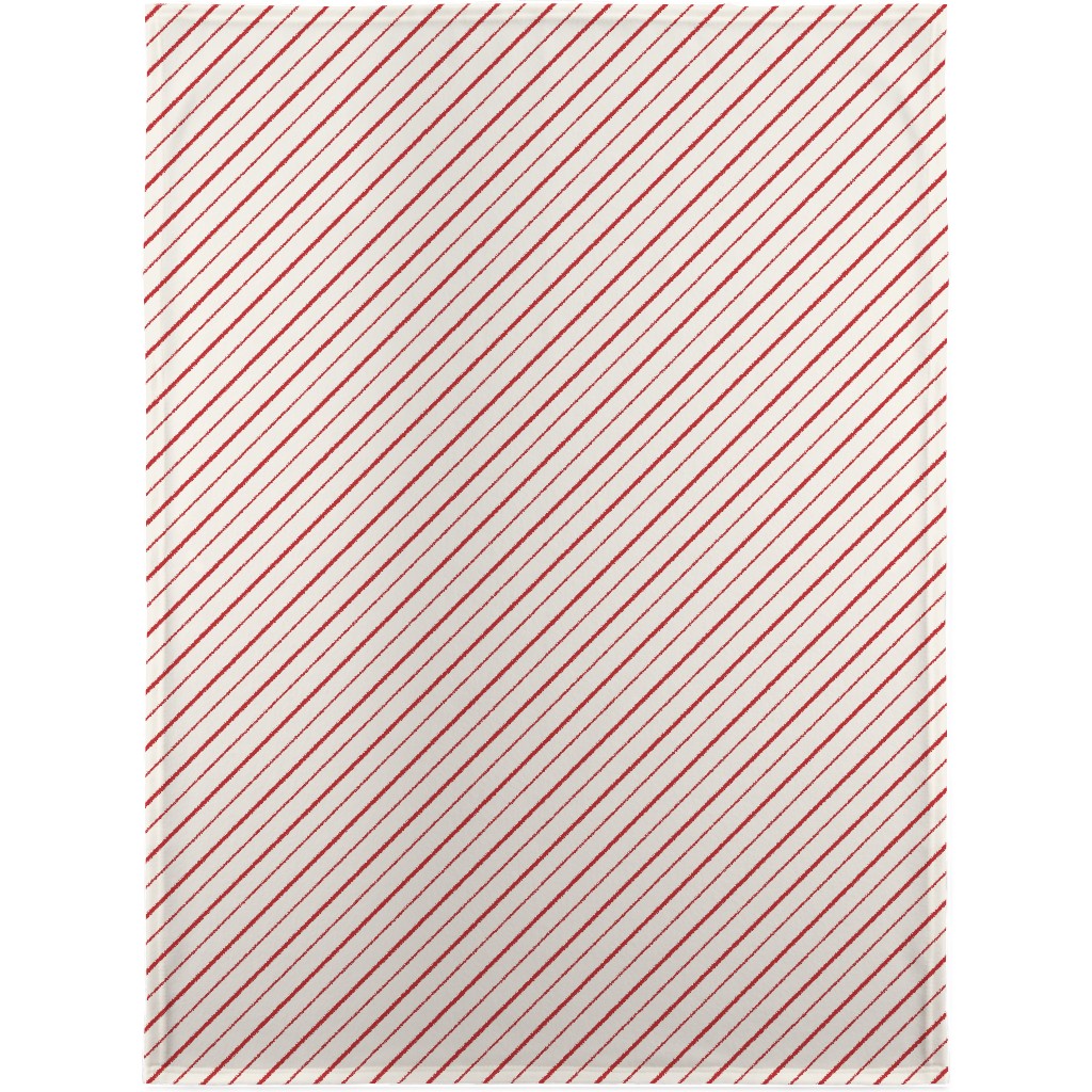 Diagonal Candy Cane Stripes Blanket, Plush Fleece, 30x40, Red