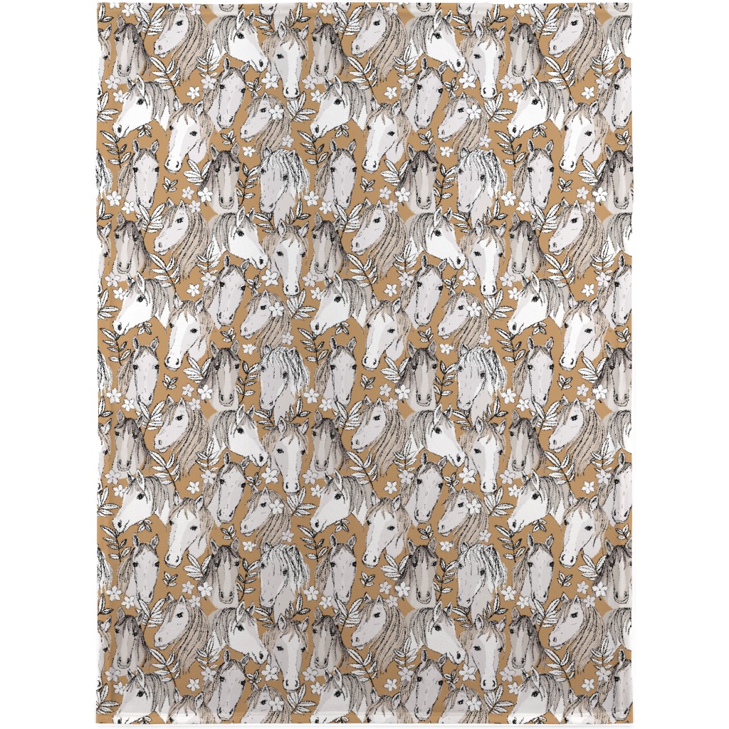 Wild Horses Blanket, Plush Fleece, 30x40, Brown, Dust Bunny