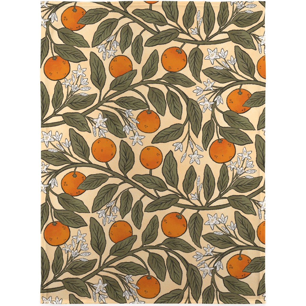 Art Nouveau Oranges Blanket, Plush Fleece, 30x40, Multicolor