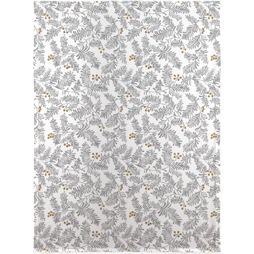 Winter Branches Blanket, Plush Fleece, 30x40, Gray, Smoke