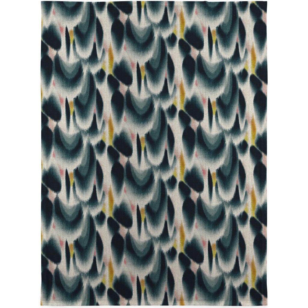 Shibori Wing Spots - Indigo Blanket, Plush Fleece, 30x40, Green, Classic Green