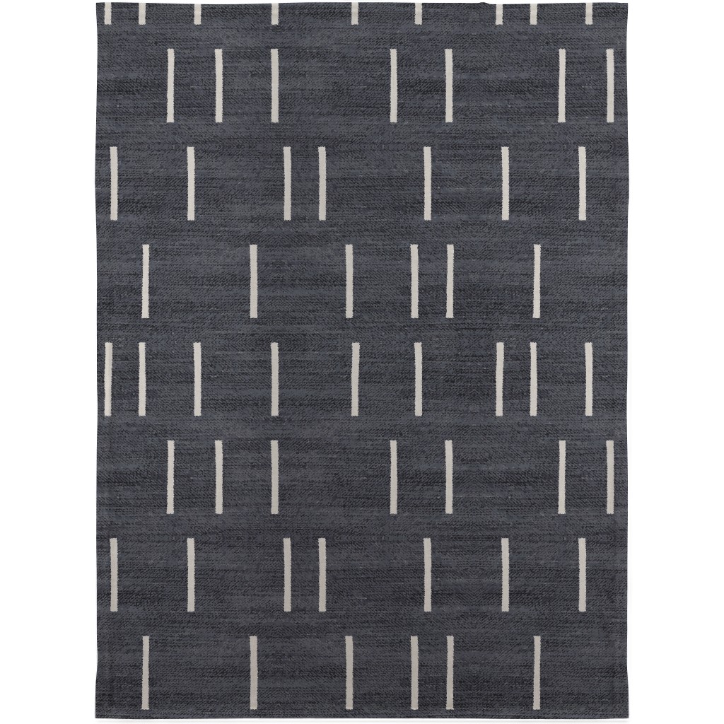 Line Mudcloth - Denim Blanket, Plush Fleece, 30x40, Gray, Gray