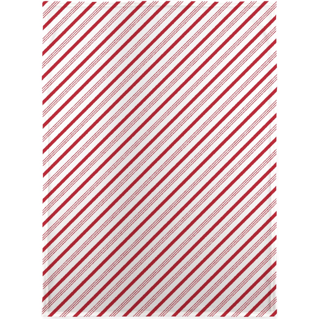 Candy Cane Stripes - Red on White Blanket, Plush Fleece, 30x40, Red, Red