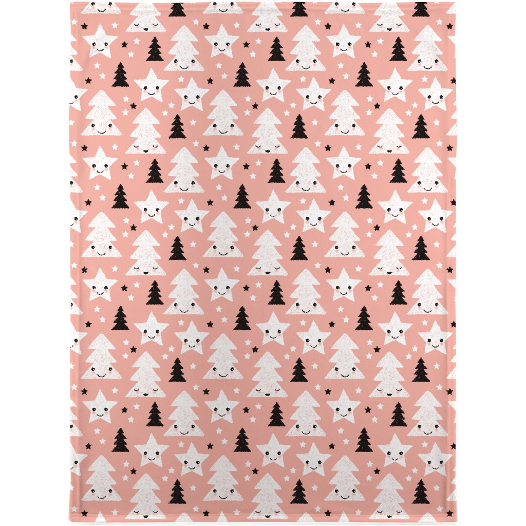 Merry Christmas Kawaii - Pink Blanket, Plush Fleece, 30x40, Pink