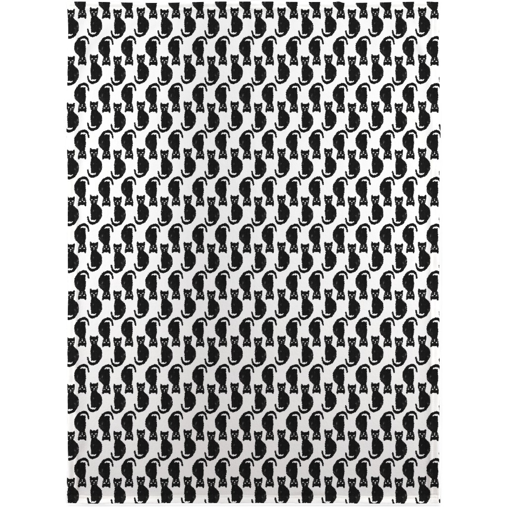 Black Cat Blanket, Plush Fleece, 30x40, Black, Black