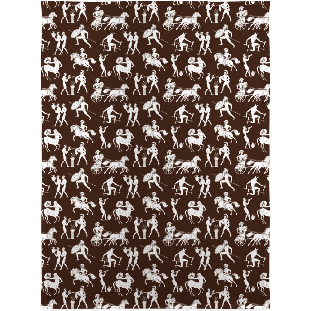 Greek Figures Blanket, Plush Fleece, 30x40, Brown