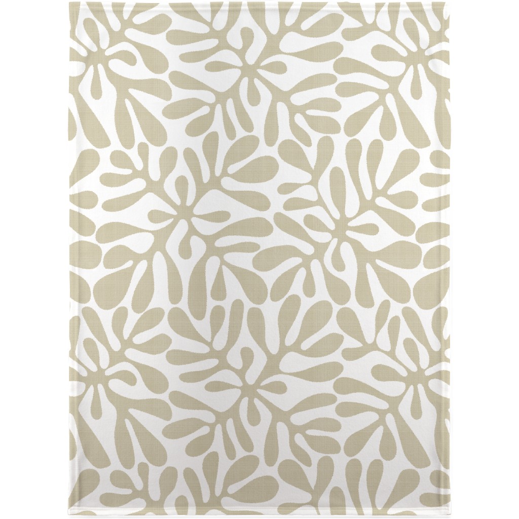 Block Print Texture Blanket, Plush Fleece, 30x40, Beige, Wheat