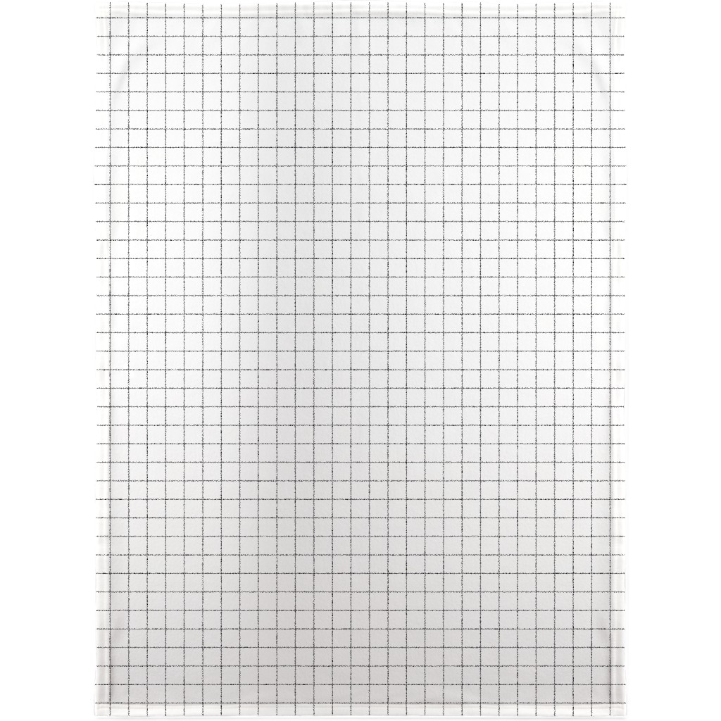 Black & White Grid Blanket, Plush Fleece, 30x40, White