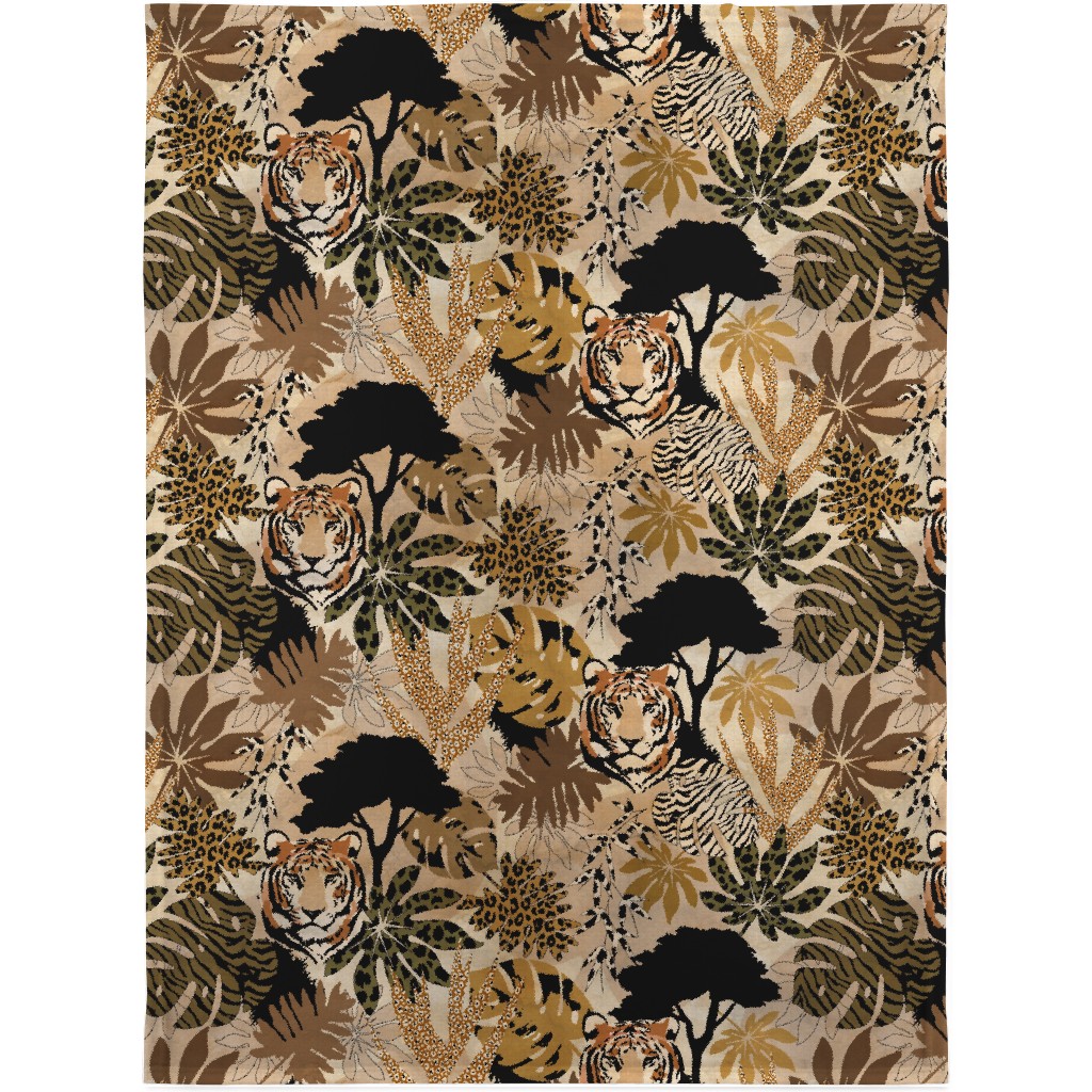 Safari Camouflage - Earthy Blanket, Plush Fleece, 30x40, Brown