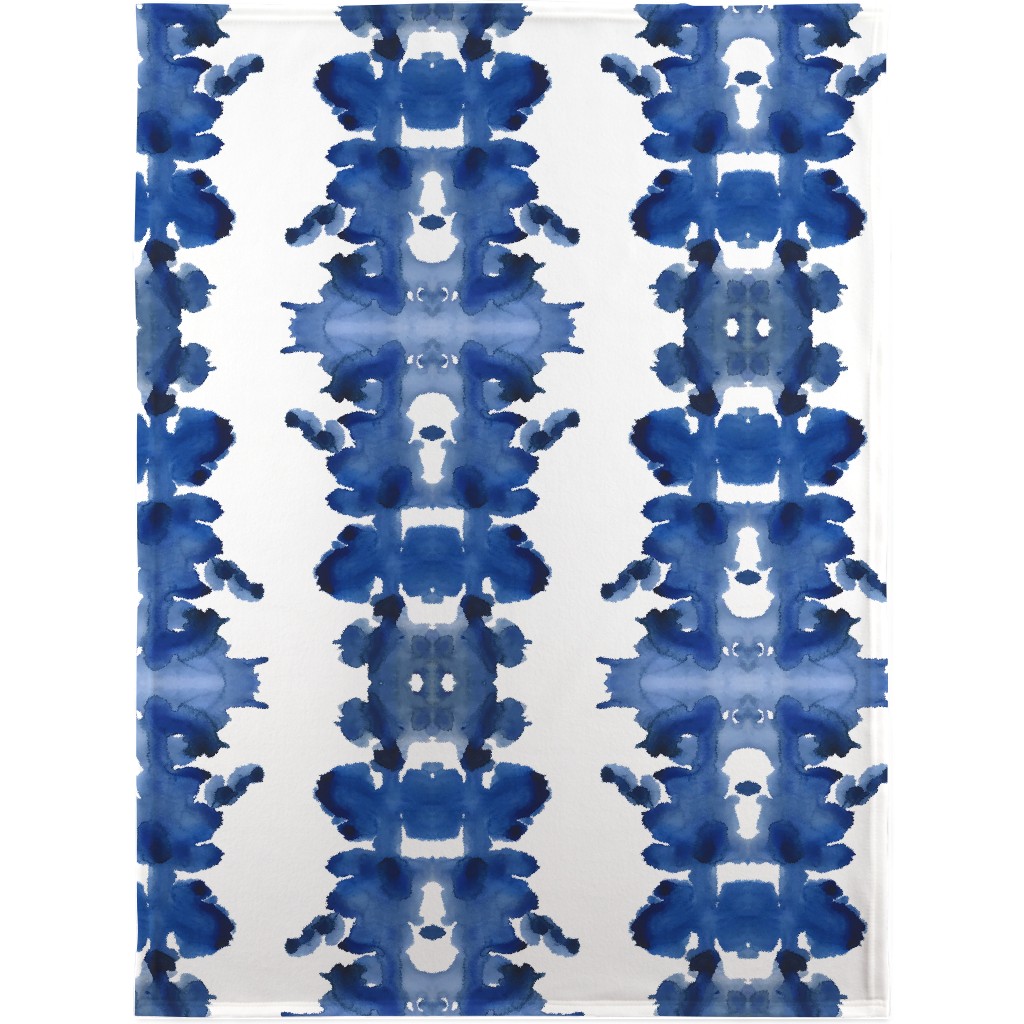 Indigo Double Inkblot Blanket, Plush Fleece, 30x40, Blue