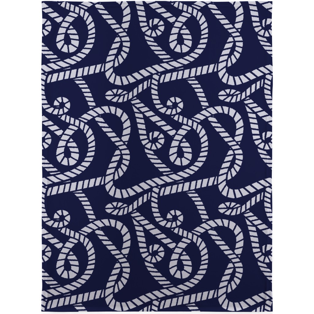 Nautical Rope on Navy Blanket, Plush Fleece, 30x40, Blue