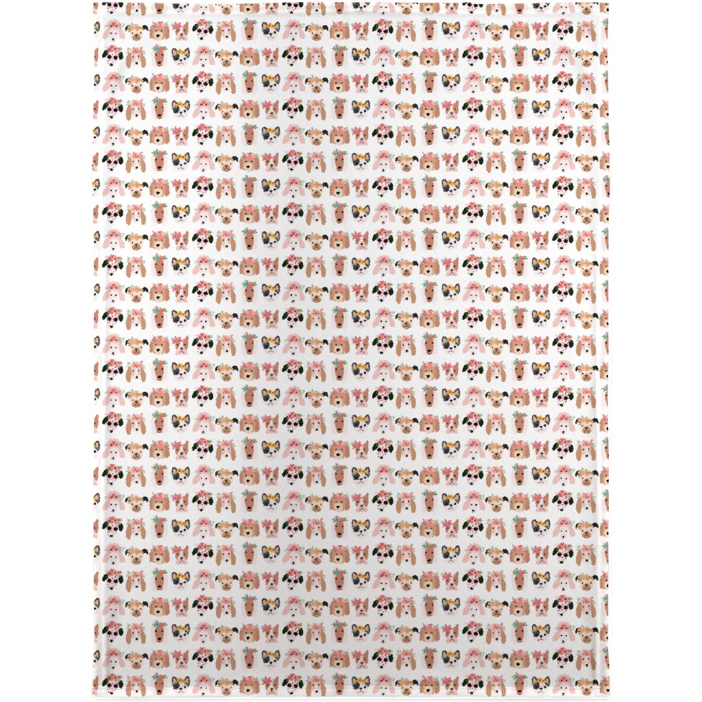 Puppy Dogs With Floral Crowns Blanket, Plush Fleece, 30x40, Multicolor