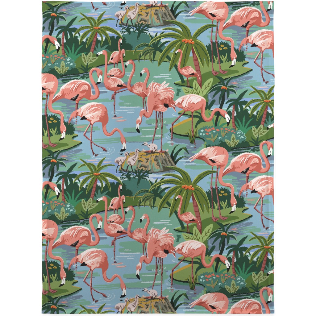 Flamingo Lagoon - Multicolor Blanket, Plush Fleece, 30x40, Multicolor
