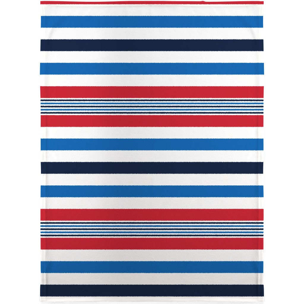 Horizontal Stripes - Red White and Blue Blanket, Plush Fleece, 30x40, Red