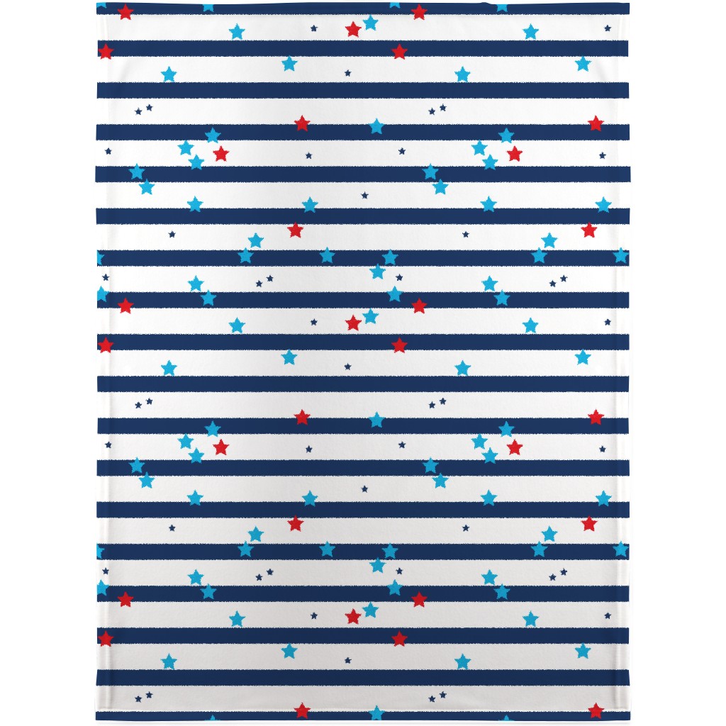 Stars and Stripes Americana - Multi Blanket, Plush Fleece, 30x40, Blue