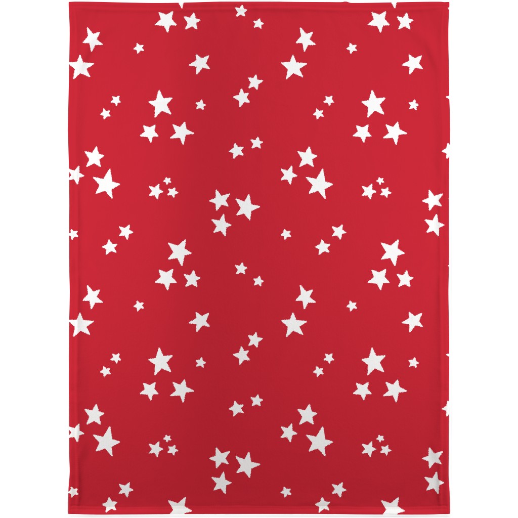Stars Blanket, Plush Fleece, 30x40, Red