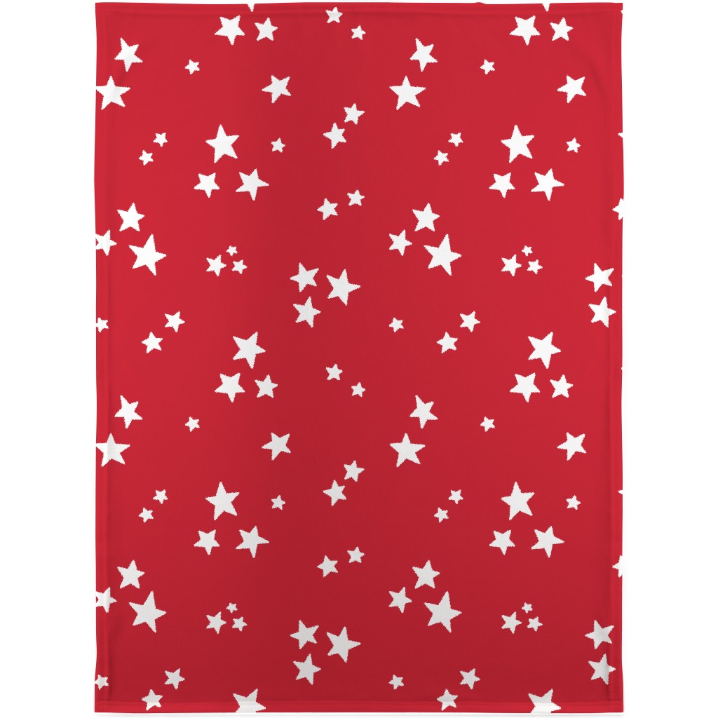Stars Blanket, Plush Fleece, 30x40, Red, Cherry