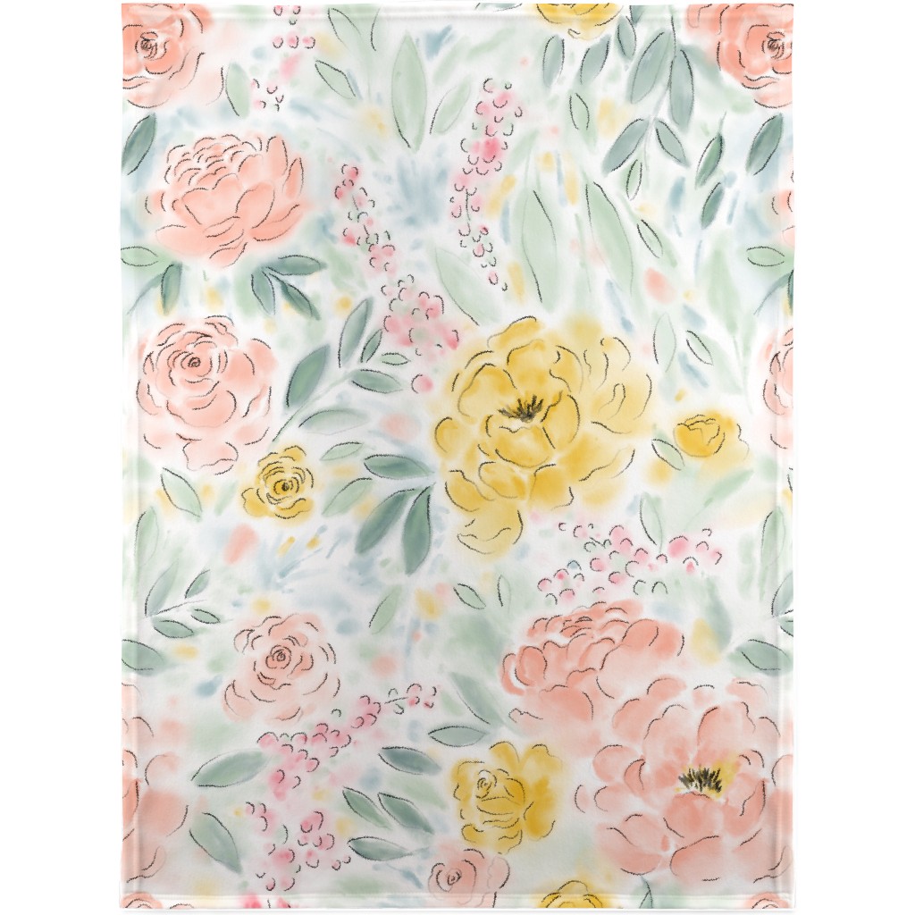 Barely There Watercolor Floral - Multi Blanket, Plush Fleece, 30x40, Multicolor