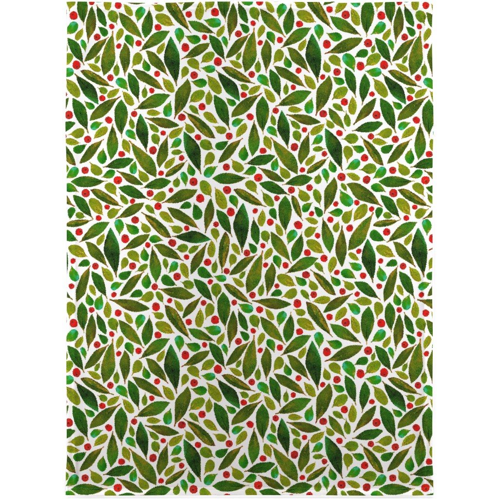 Holiday Greens and Berries Blanket, Plush Fleece, 30x40, Green, Classic Green