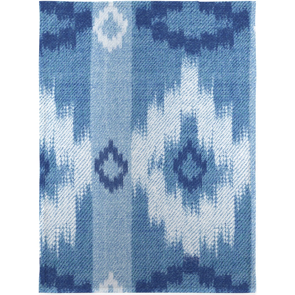 Blue Ikat Blanket, Plush Fleece, 30x40, Blue, True Blue
