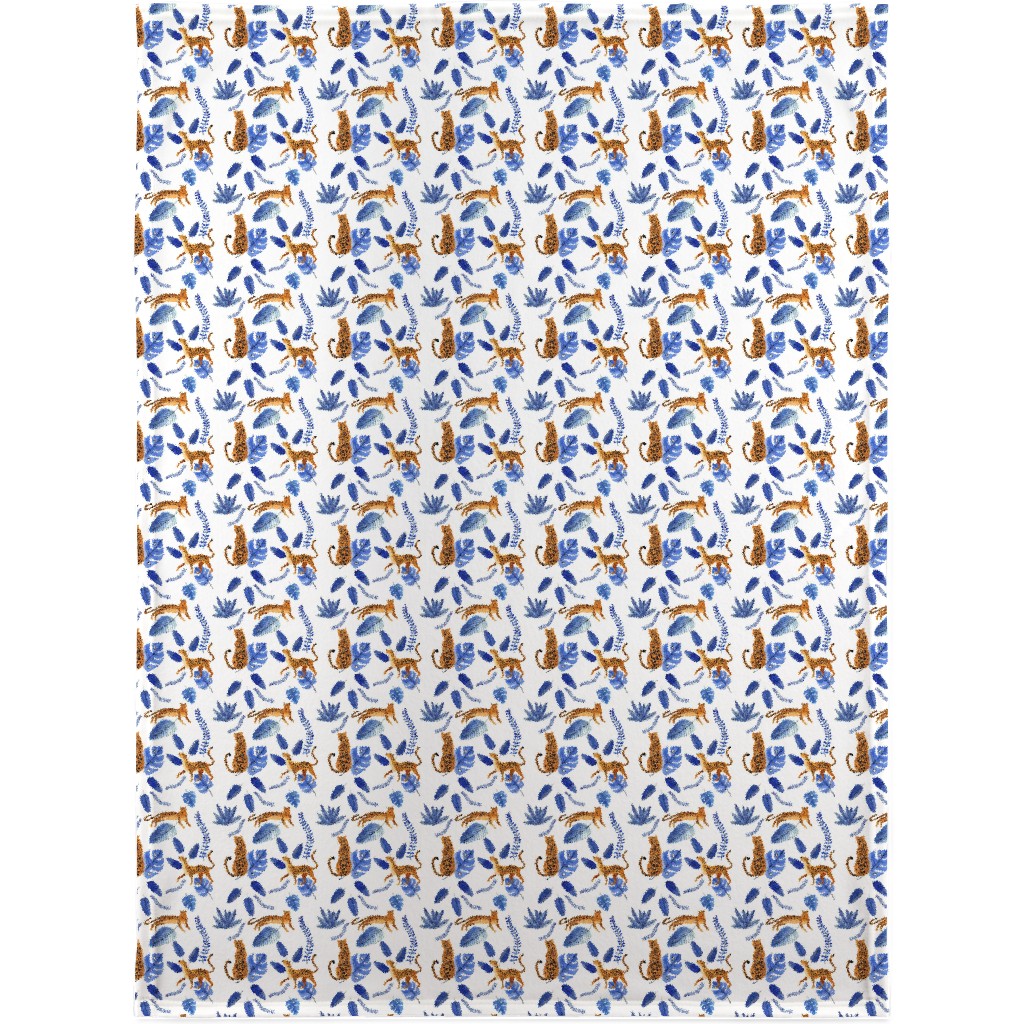 Leopard Tropical Exotic - Blue Blanket, Plush Fleece, 30x40, Multicolor