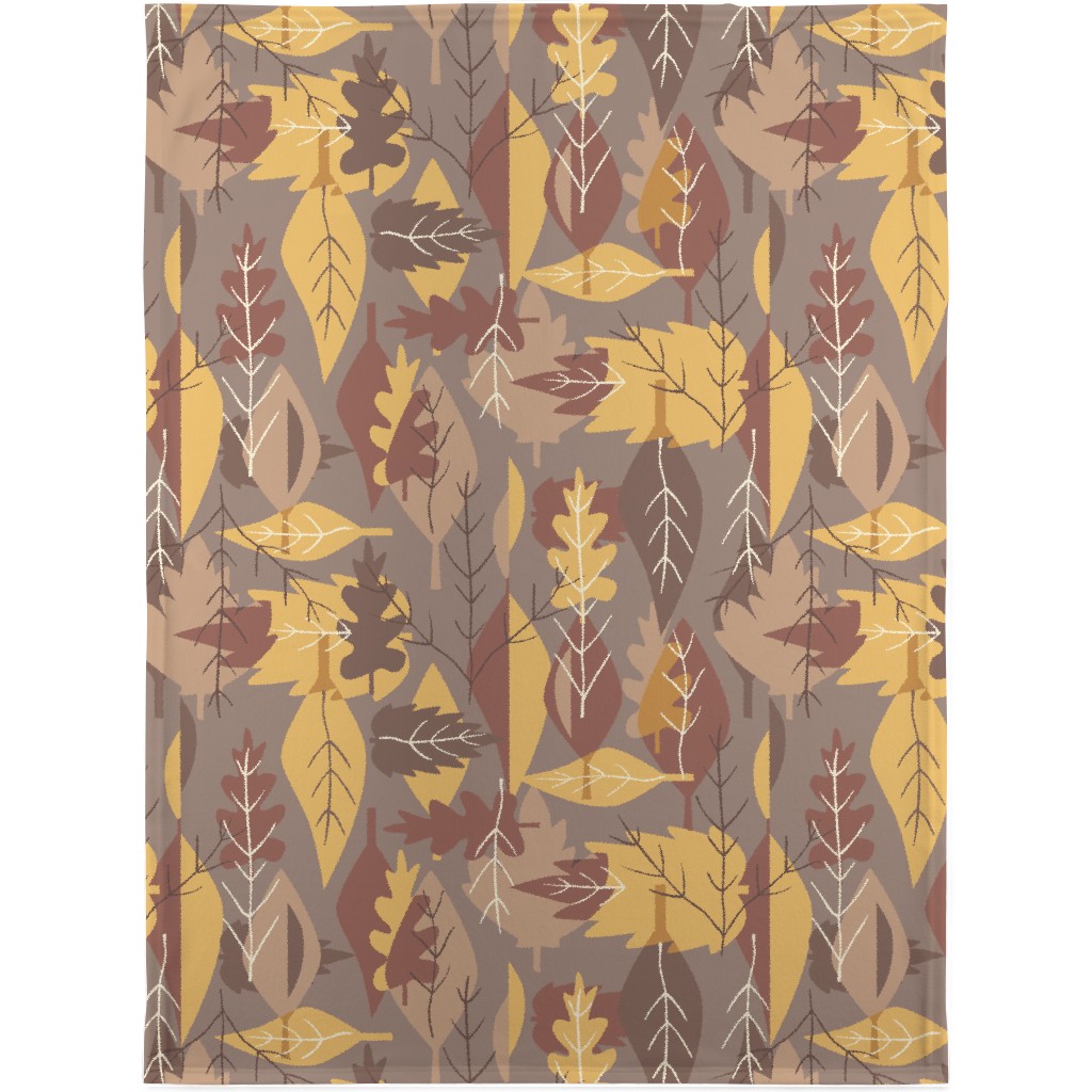 Leaf Pile Blanket, Plush Fleece, 30x40, Brown, Brown