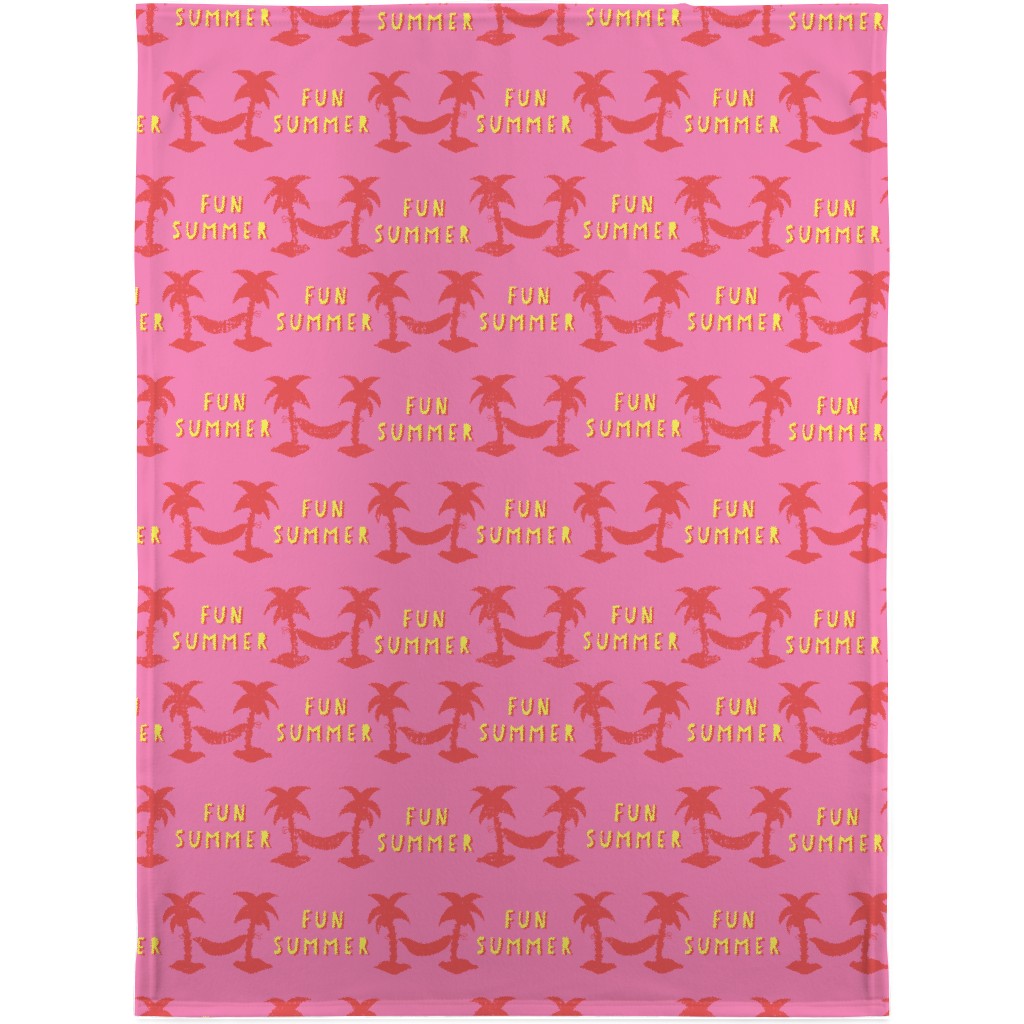 Fun Summer Palm Trees Blanket, Sherpa, 30x40, Pink, Bright Pink