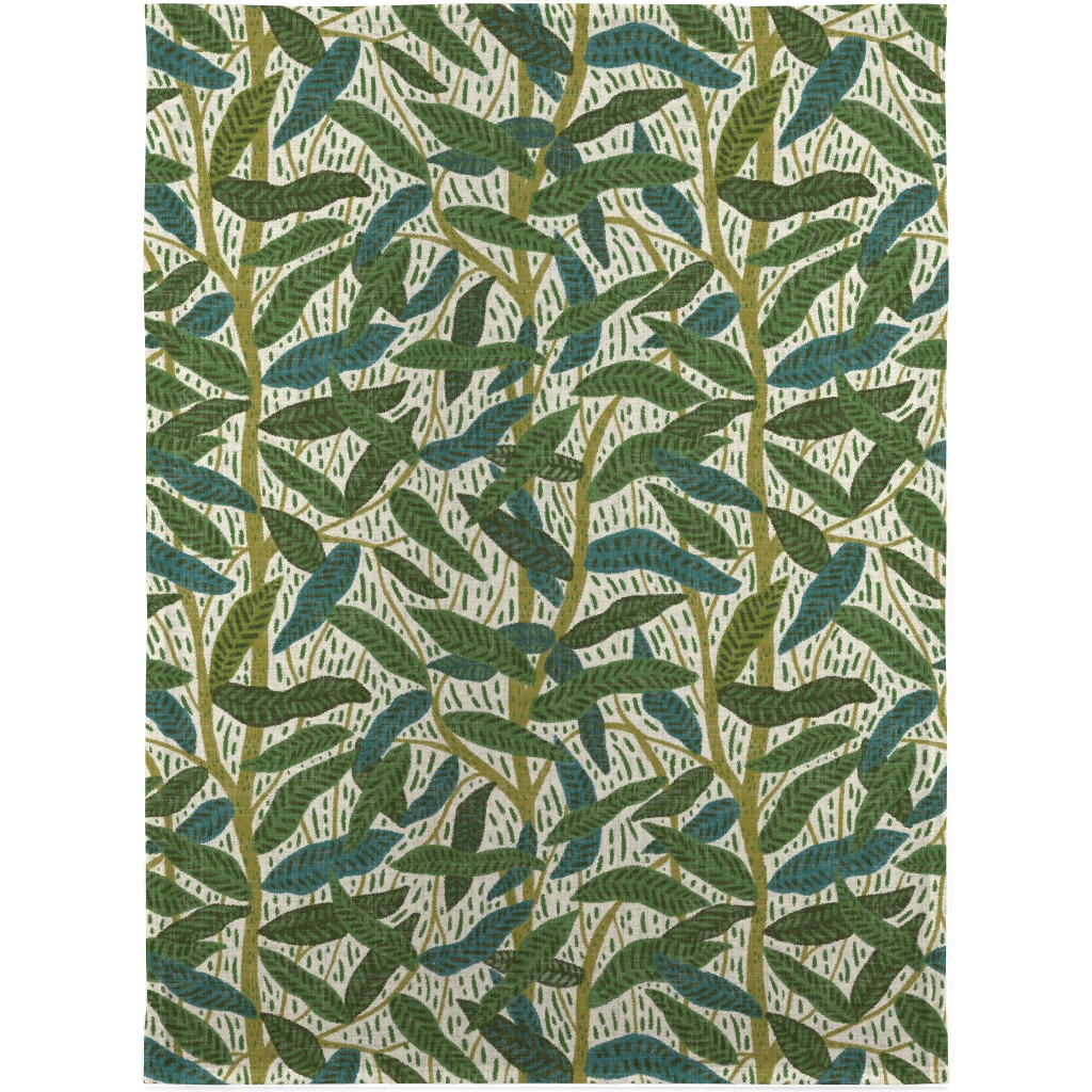 Jungle Foliage - Green Blanket, Sherpa, 30x40, Green, Classic Green