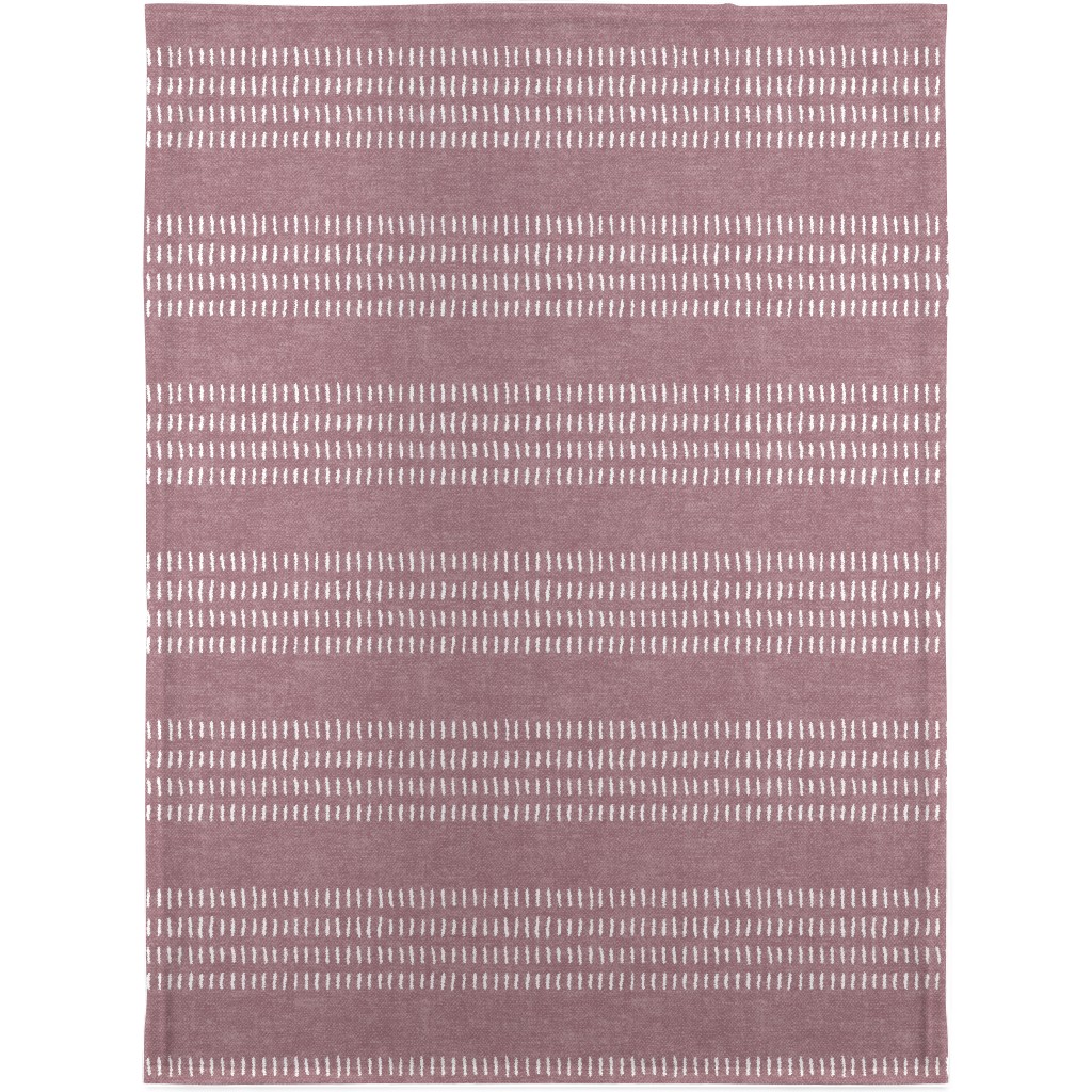 Farmhouse Stitch Stripes on Mauve Blanket, Sherpa, 30x40, Purple, Purple