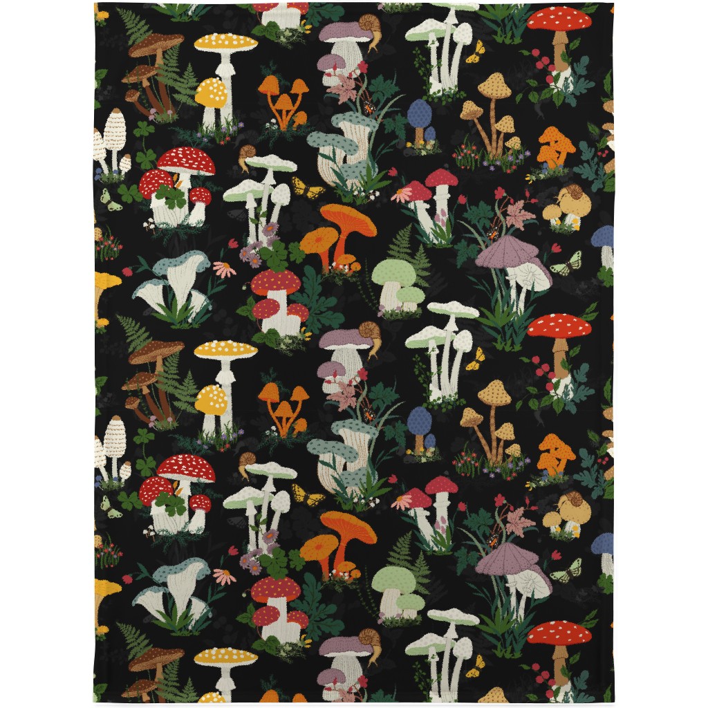 Mushroom Garden - Multi-Color Blanket, Sherpa, 30x40, Multicolor