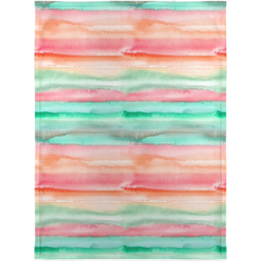 Ombre Watercolor Sunset - Green & Pink Blanket, Sherpa, 30x40, Multicolor