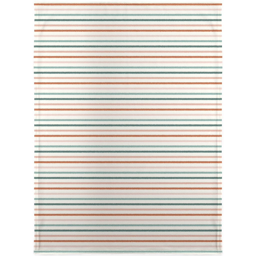 Skinny Stripes - Terracotta & Blue Sunset Blanket, Sherpa, 30x40, Multicolor