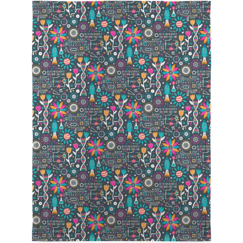 Flowers and Stem Blanket, Sherpa, 30x40, Multicolor