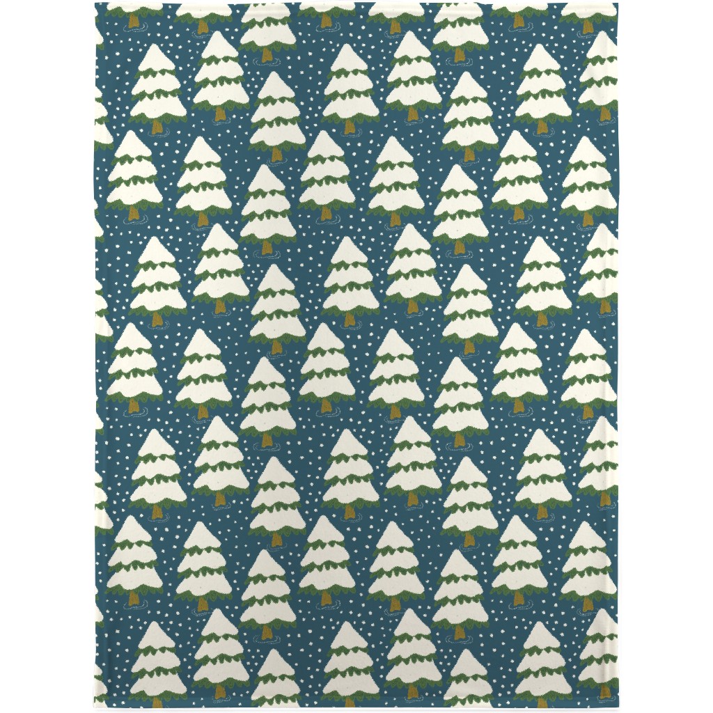 Winter Trees Blanket, Sherpa, 30x40, Blue