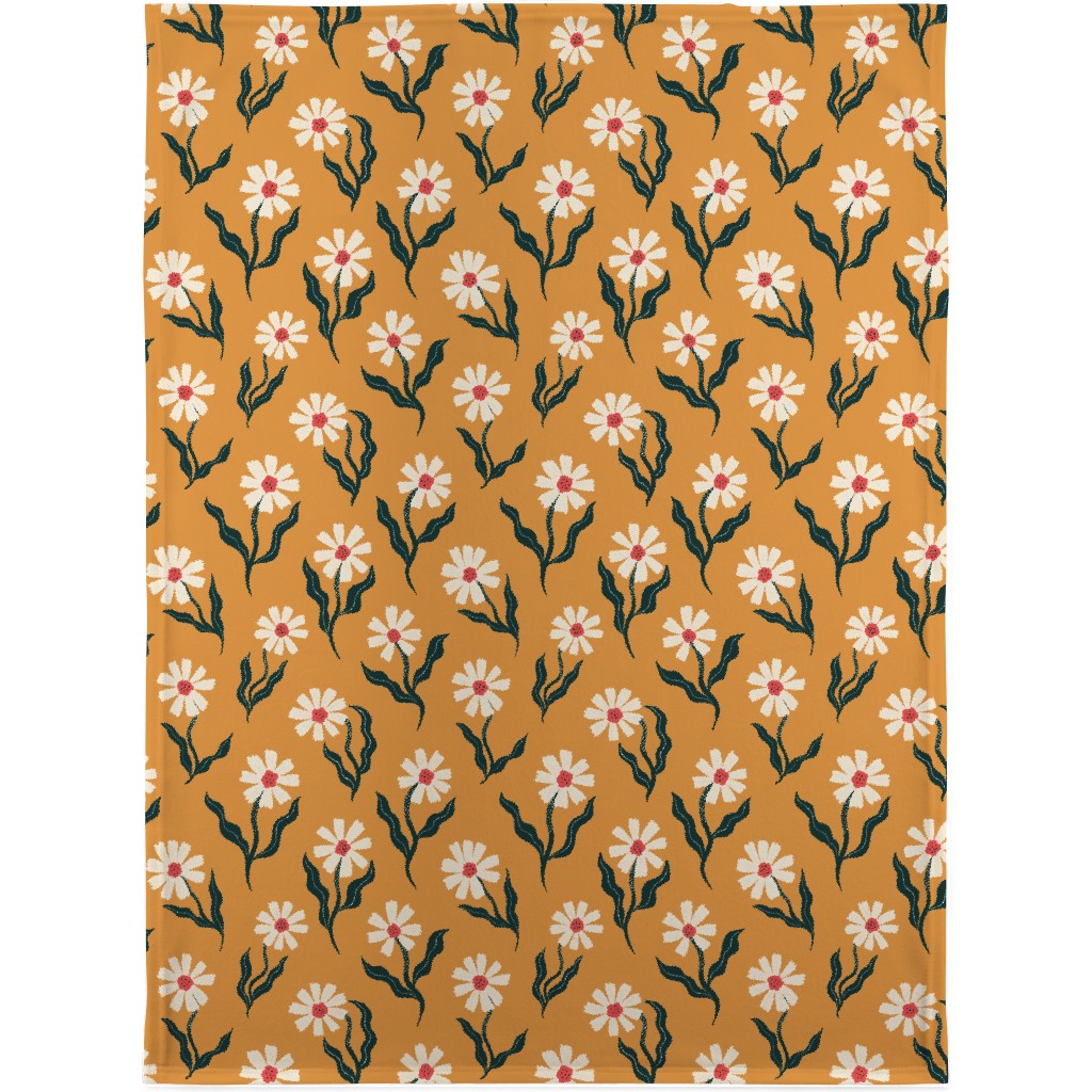Flower Power - Orange Blanket, Sherpa, 30x40, Yellow, Classic Yellow