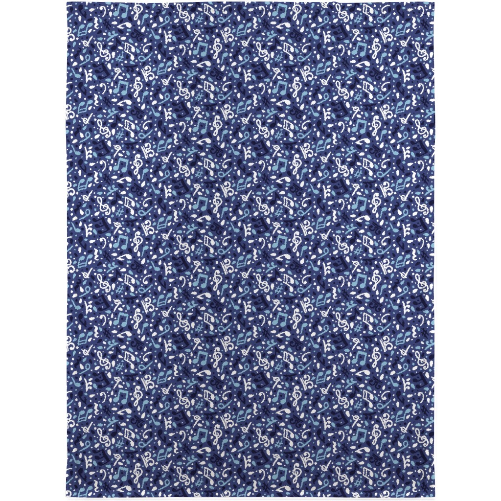 Music Notes and the Blues Blanket, Sherpa, 30x40, Blue, True Blue